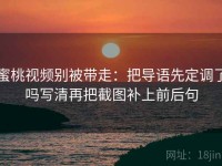 蜜桃视频别被带走：把导语先定调了吗写清再把截图补上前后句