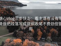 糖心Vlog三步快走：看主语有没有写清做把段落写成提纲收尾不费劲但管用